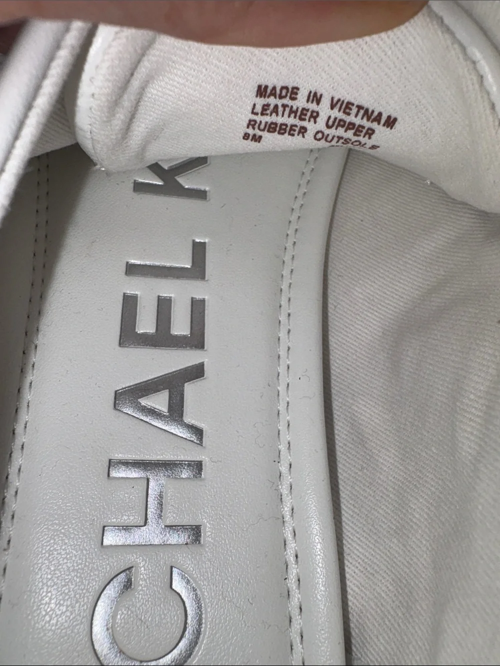 Michael Kors White Leather Low-Profile Lace-Up Sneakers with Brown Trim